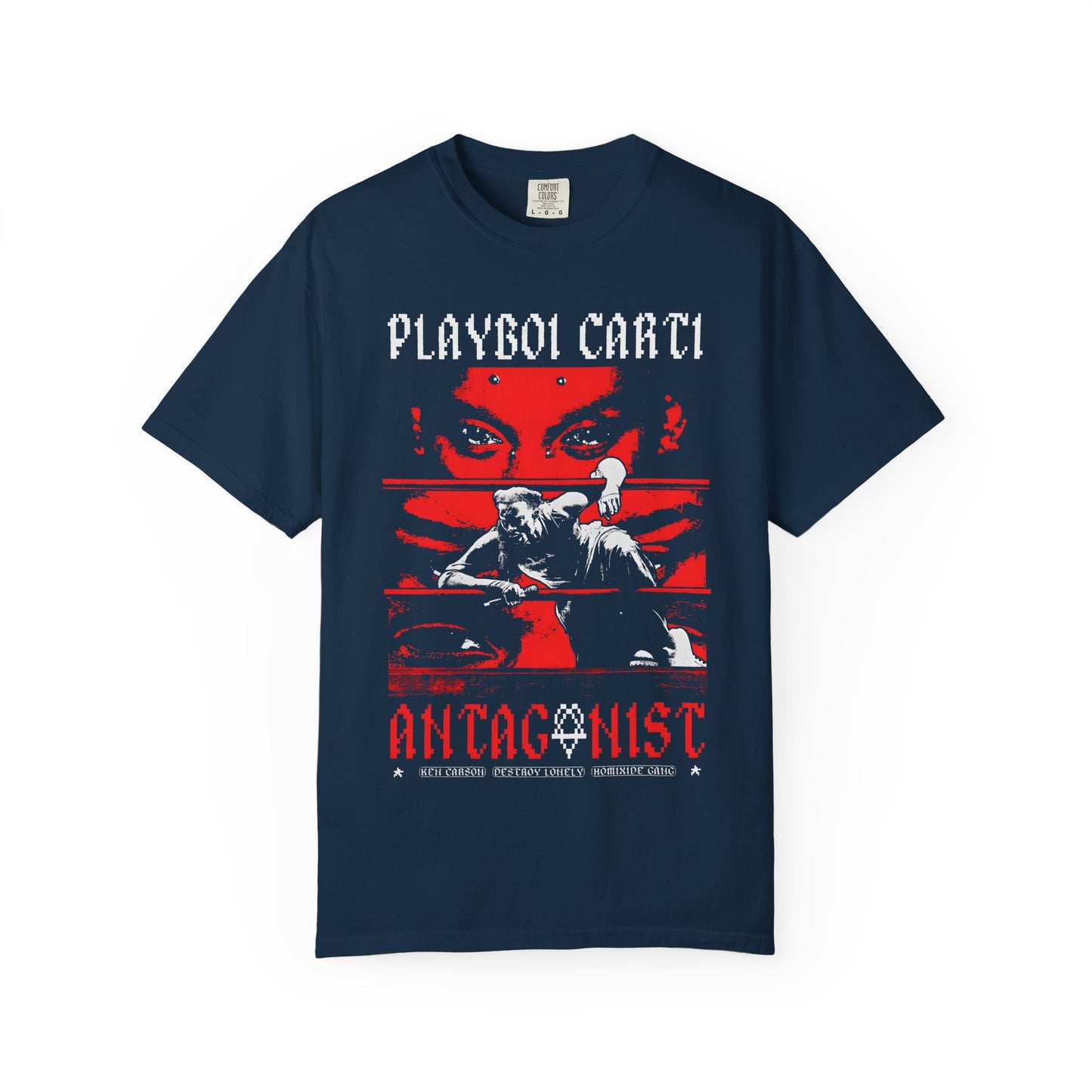 Unisex Black Graphic T-Shirt – Playboi Carti "Antagonist" Gothic Streetwear Tee