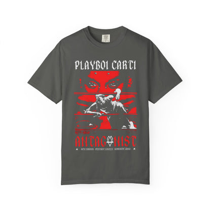 Unisex Black Graphic T-Shirt – Playboi Carti "Antagonist" Gothic Streetwear Tee