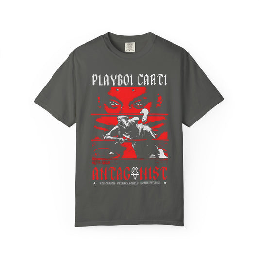 Unisex Black Graphic T-Shirt – Playboi Carti "Antagonist" Gothic Streetwear Tee
